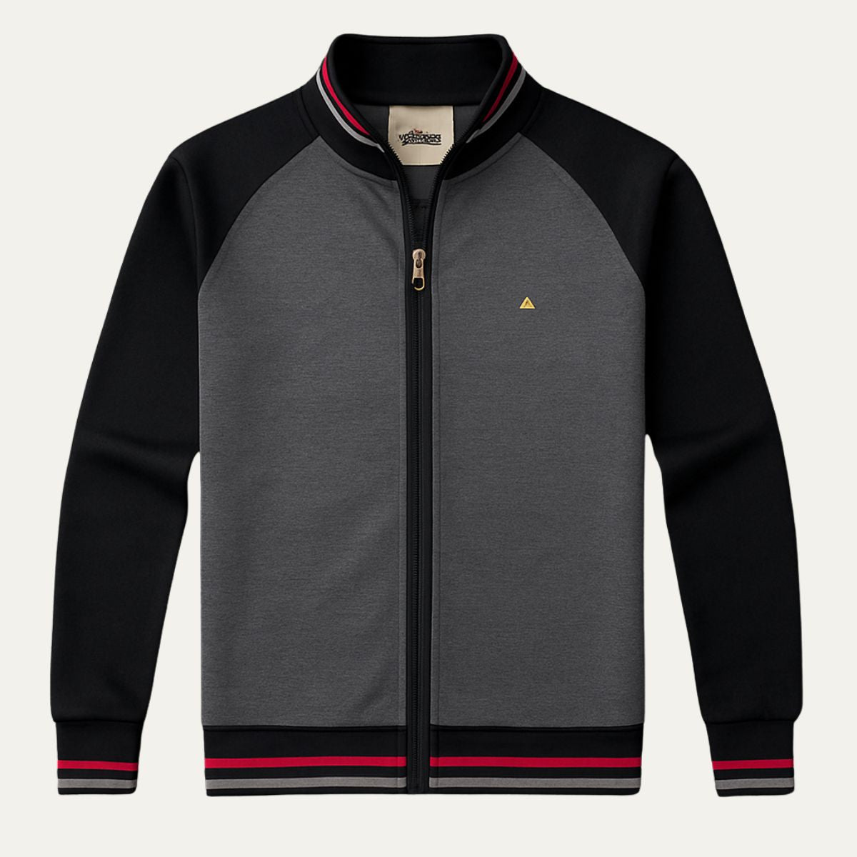 Beau | Men's Casual Zip Up Cardigan Gray Black Colorblock