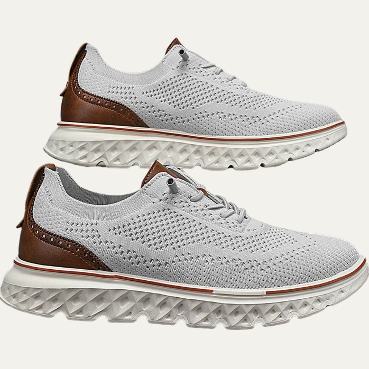 Kane | Men's Knit Lace Up Sneaker Cream Brown