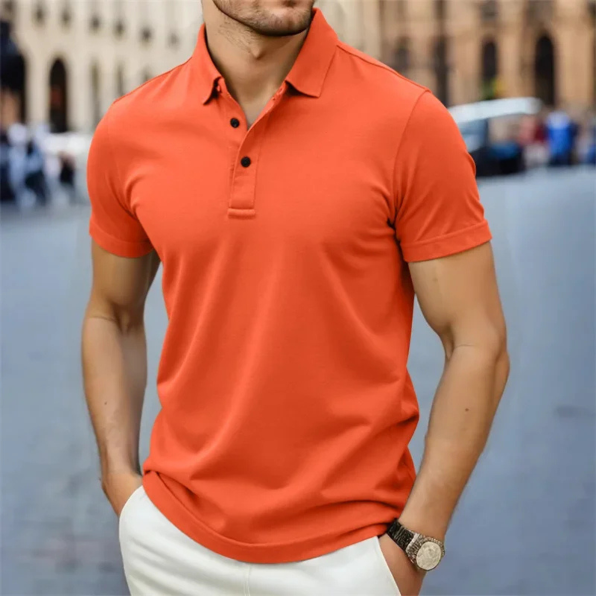 Blake | Men's Polo Shirt Orange Short Sleeve