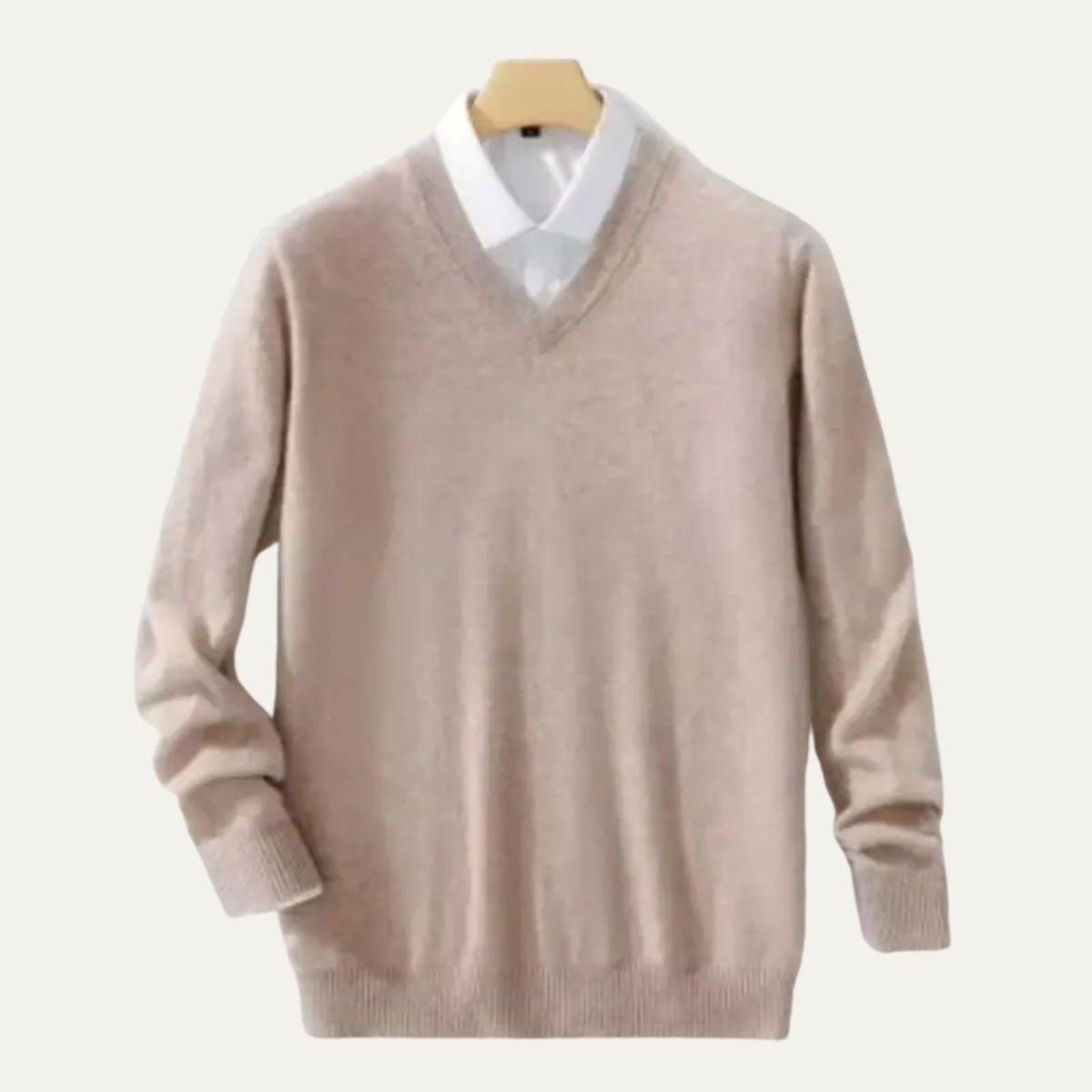 Axel | Men's V Neck Sweater Black With White Collar
