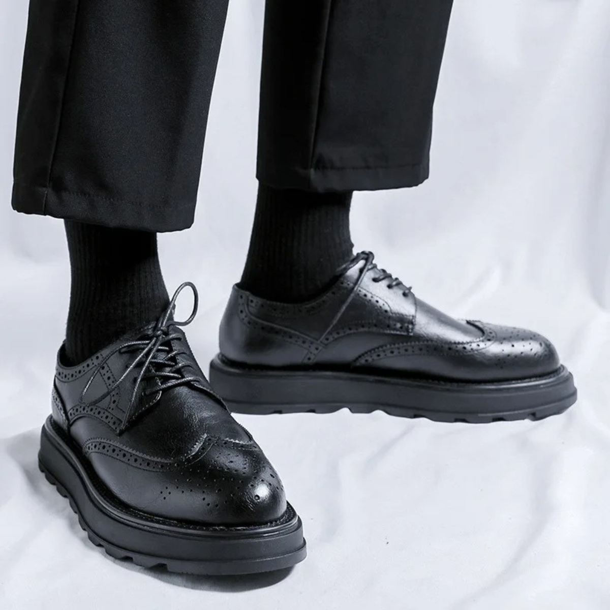 Oscar | Men's Wingtip Brogue Oxford Dress Shoe Black Leather