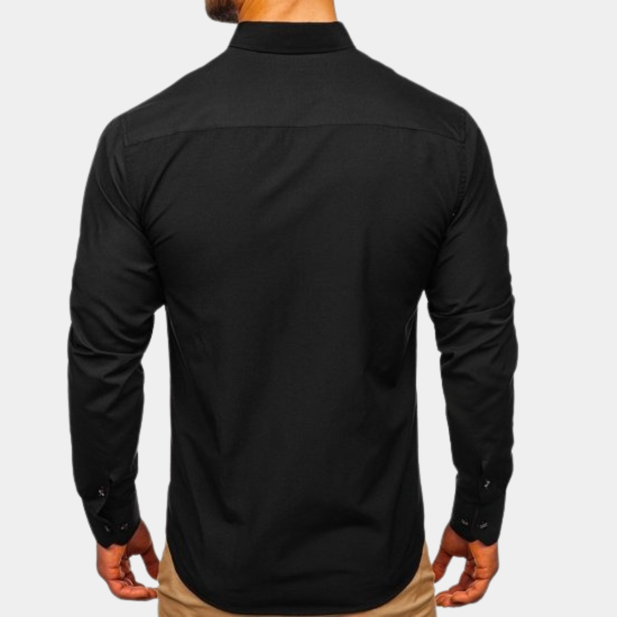 Axel | Men's Cotton Dress Shirt Black Burgundy Trim