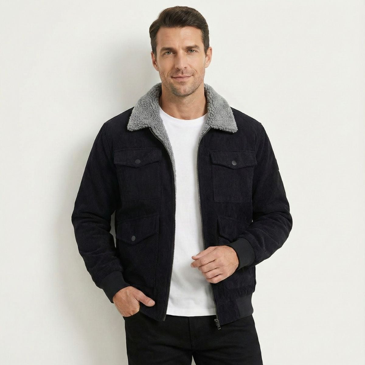 Blake | Men's Sherpa Lined Corduroy Jacket Camel