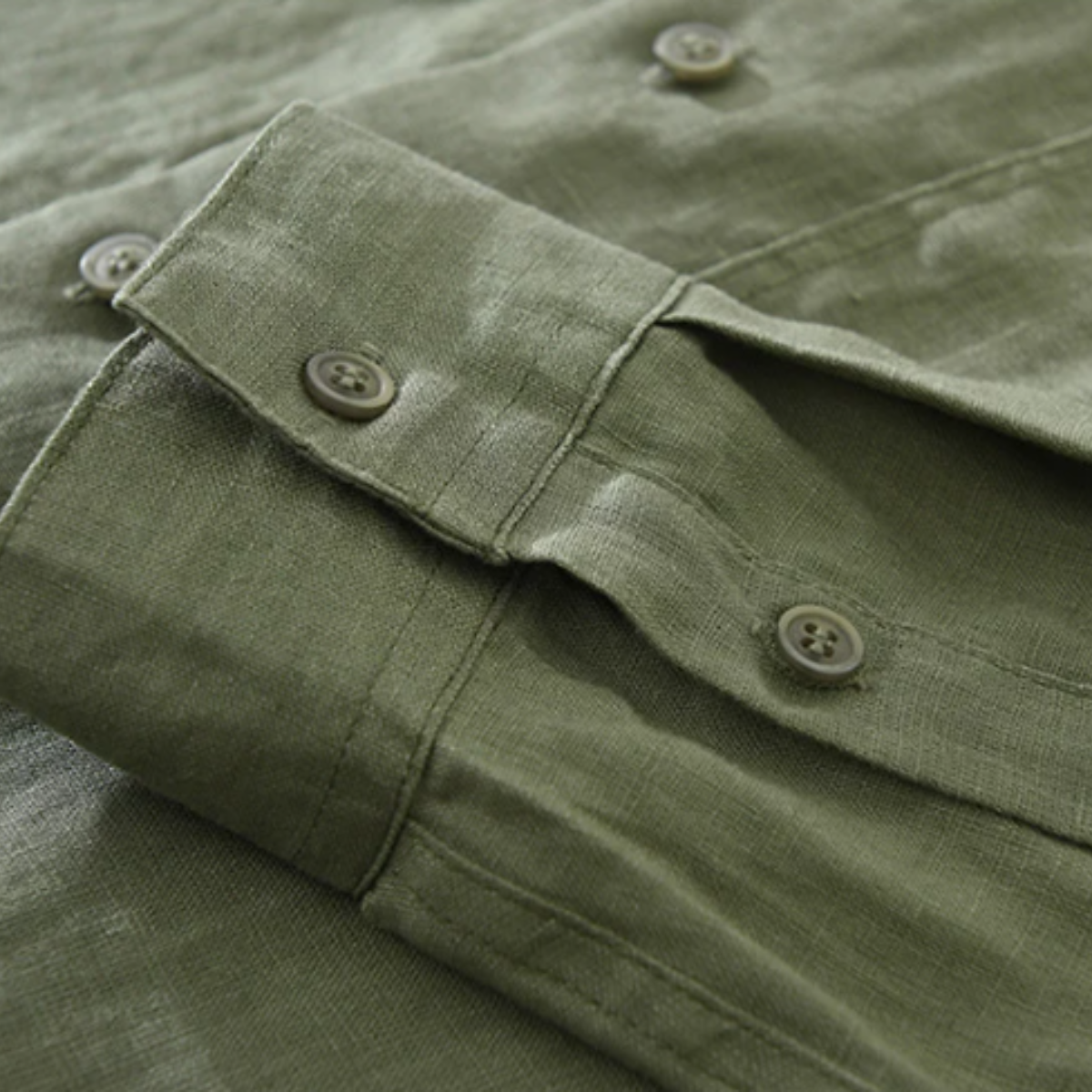 Ezra | Men's Linen Shirt Olive Green Casual Button Up