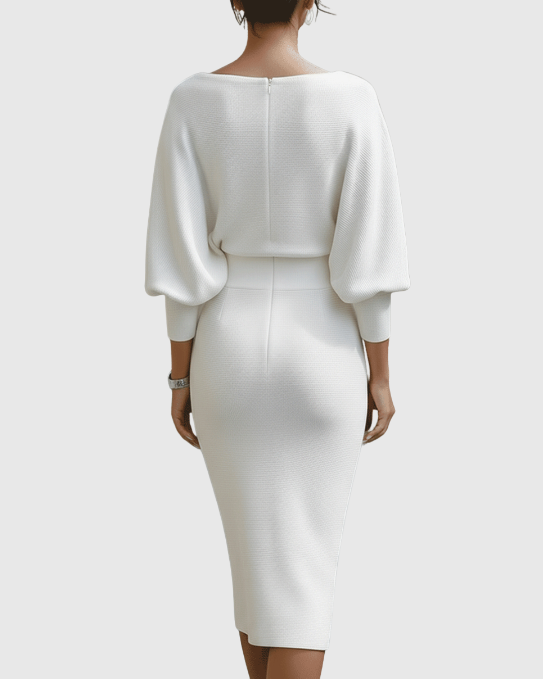 Elise | Women's Cowl Neck Midi Dress Black Long Sleeve