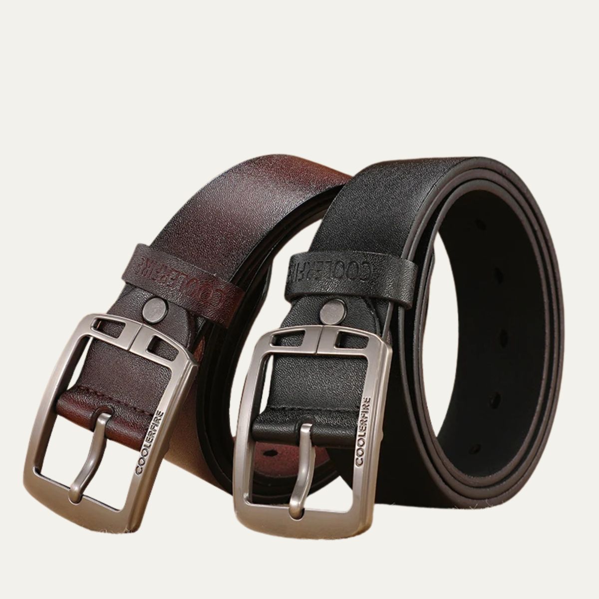 Demi | Men's Leather Belt Brown Buckle Casual Style