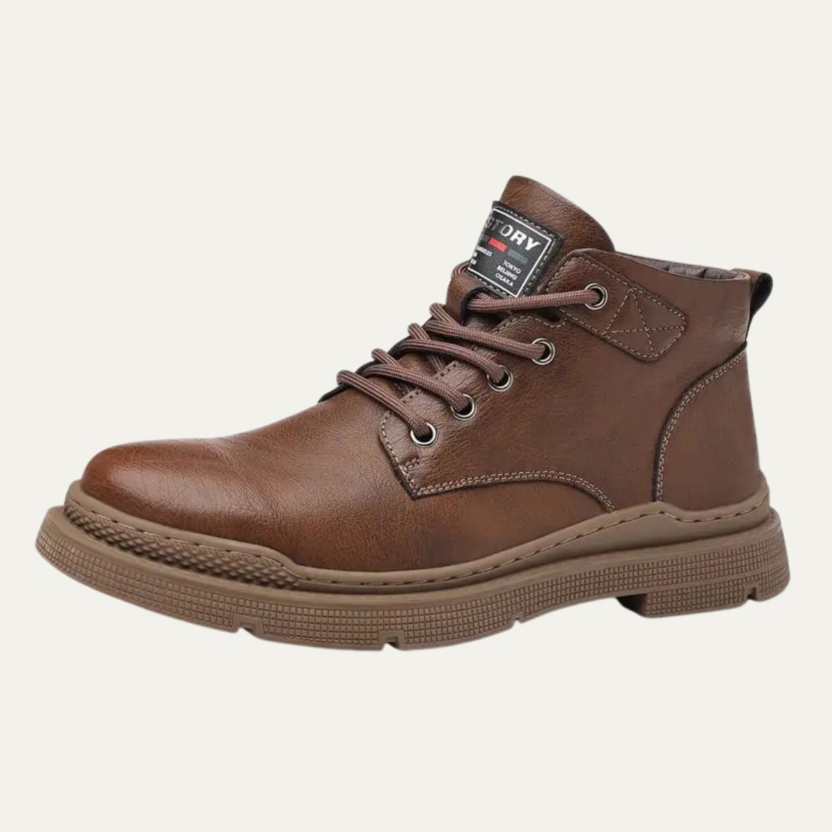 Ash | Men's Lace Up Leather Ankle Boots Brown Sherpa Lined