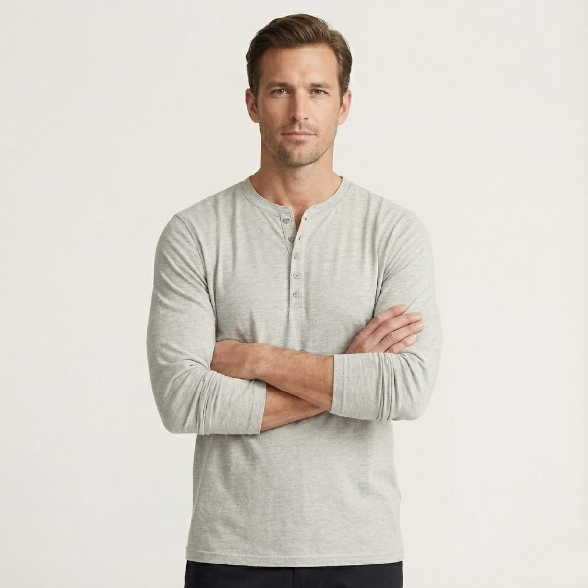Tate | Men's Henley Shirt Navy Long Sleeve
