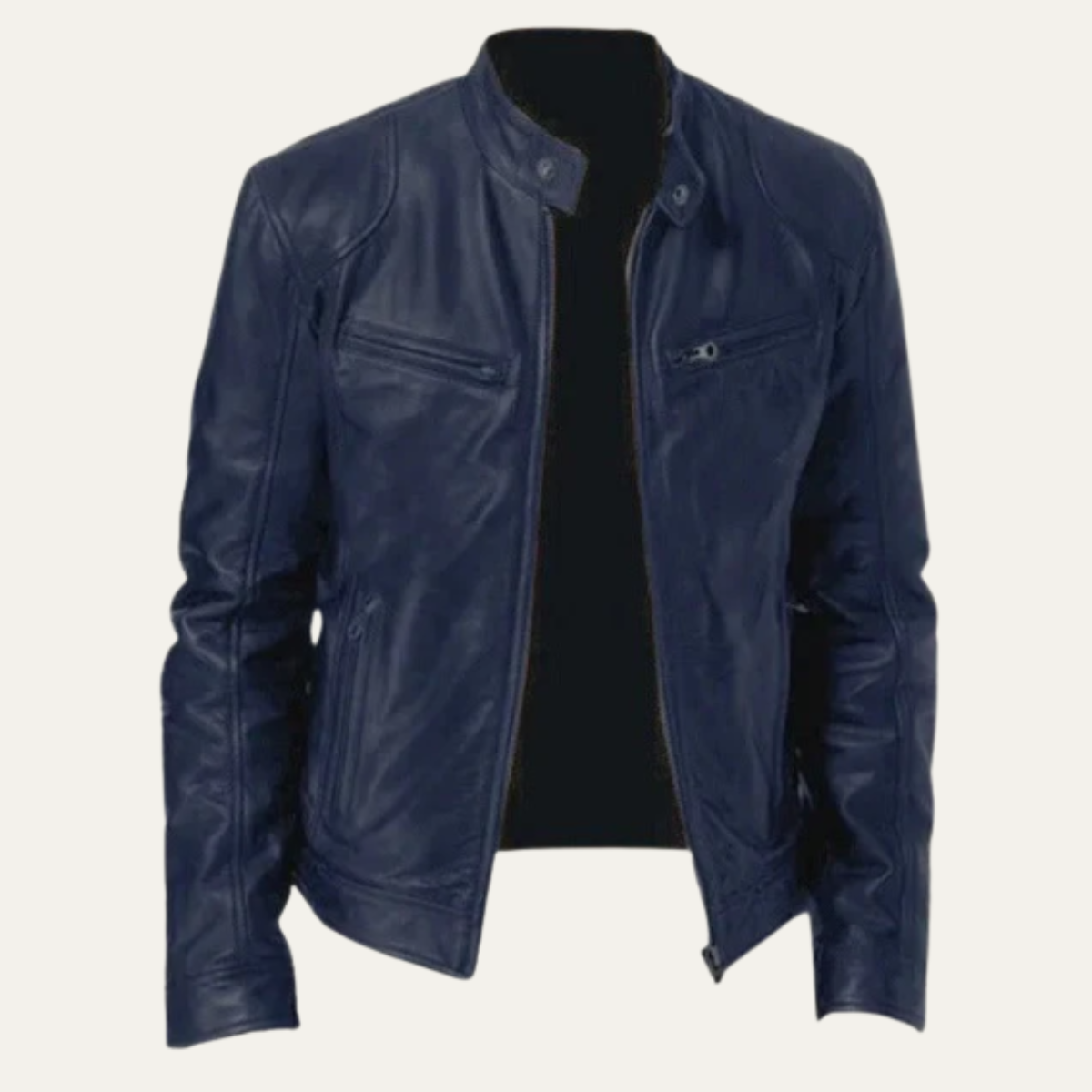 Beau | Men's Leather Jacket Burgundy Zip Up