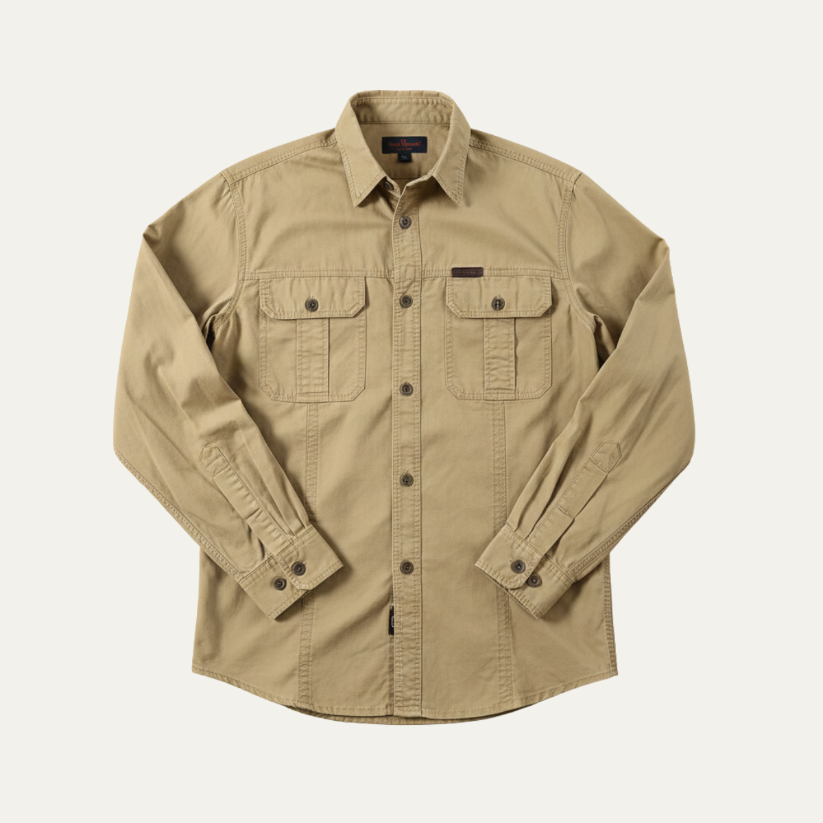 Beau | Men's Casual Utility Shirt Olive Green Multi Pocket