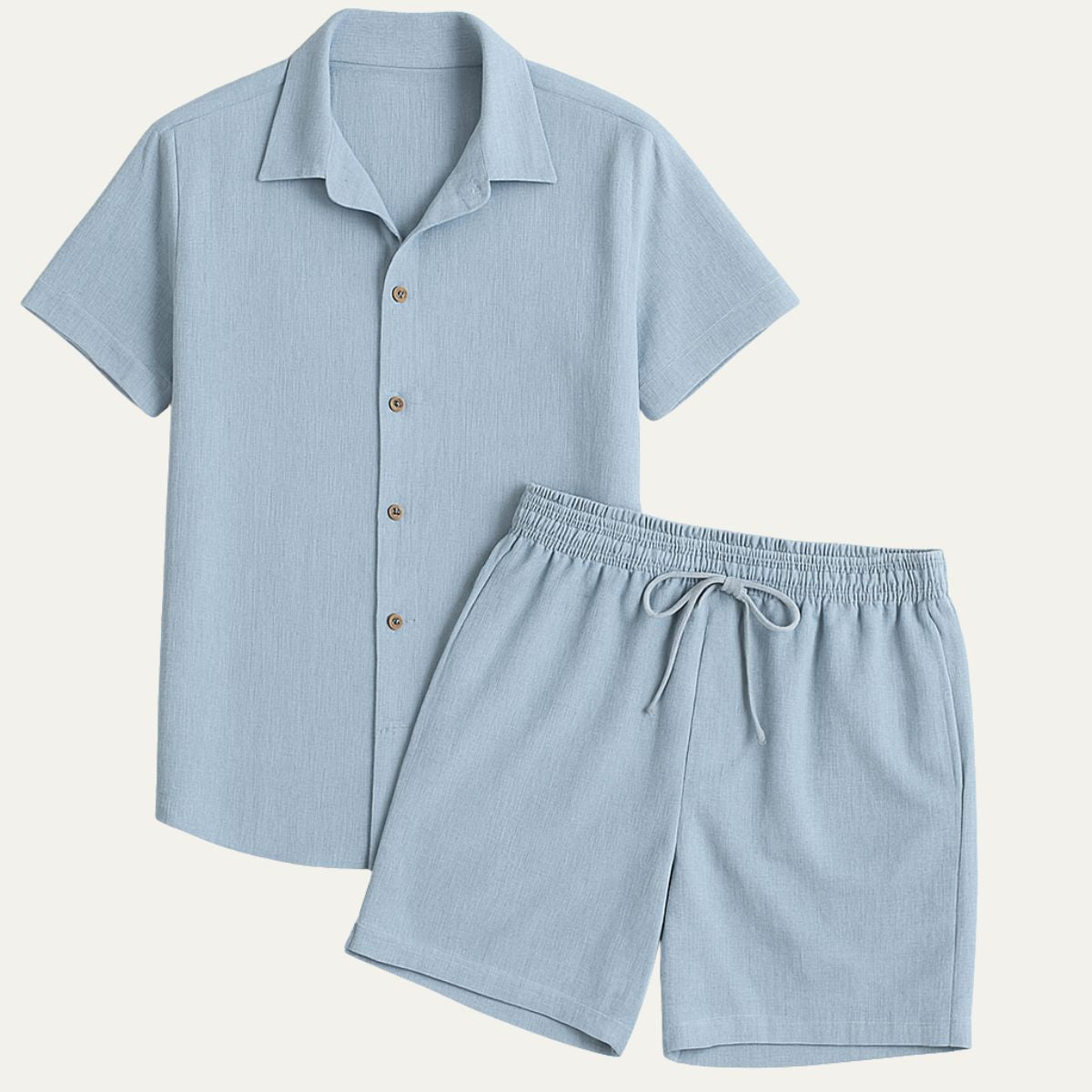 Bram | Men's Casual Linen Shirt Shorts Set Sage Green
