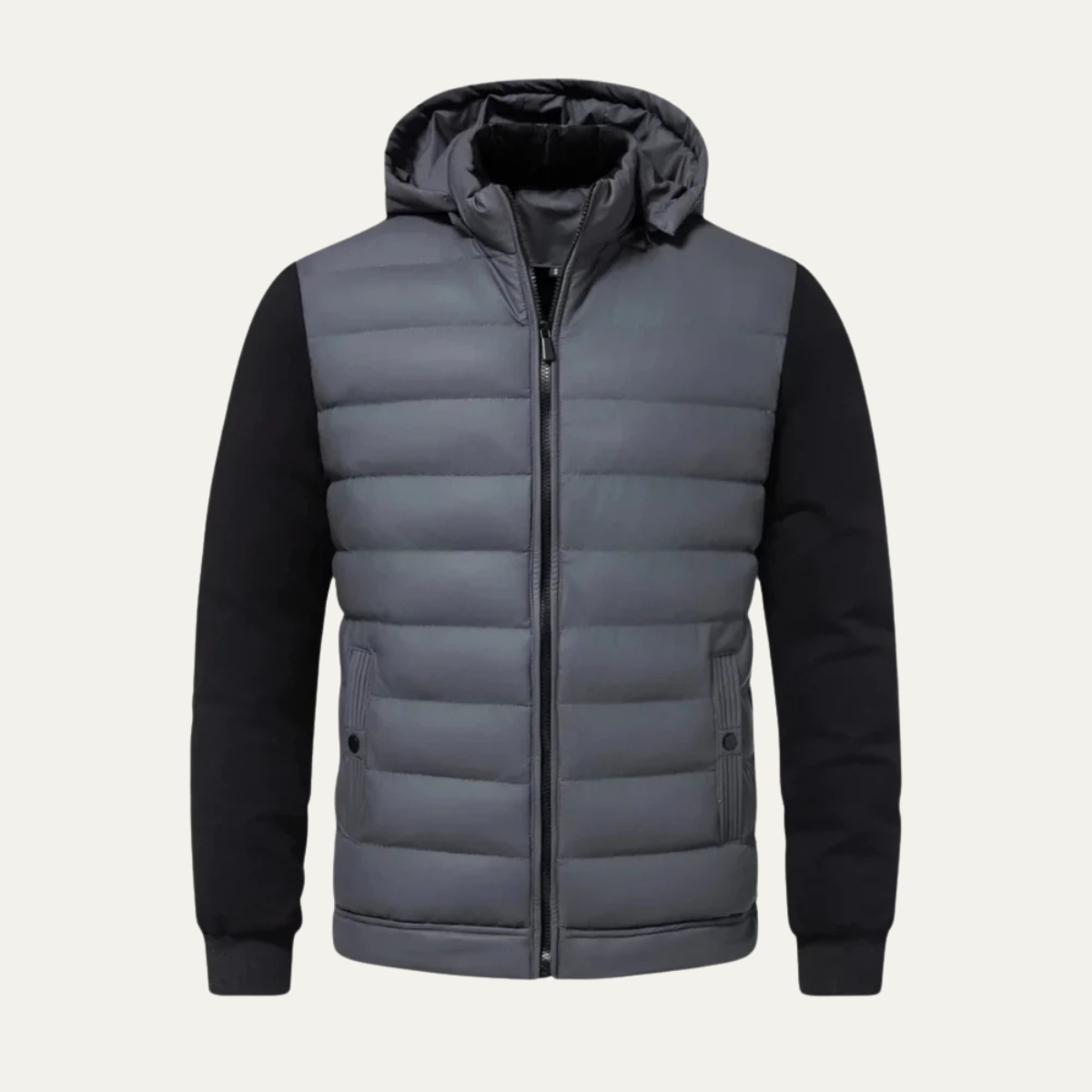 Nash | Men's Puffer Jacket Black Hooded Quilted Zip Up
