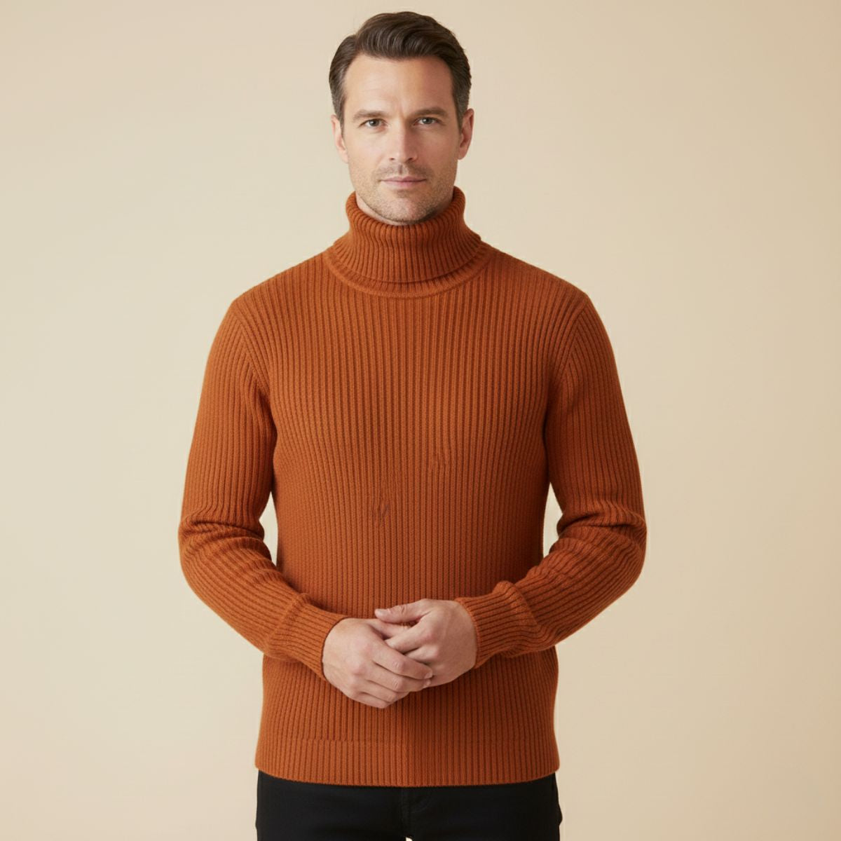 Bram | Men's Ribbed Turtleneck Sweater Black