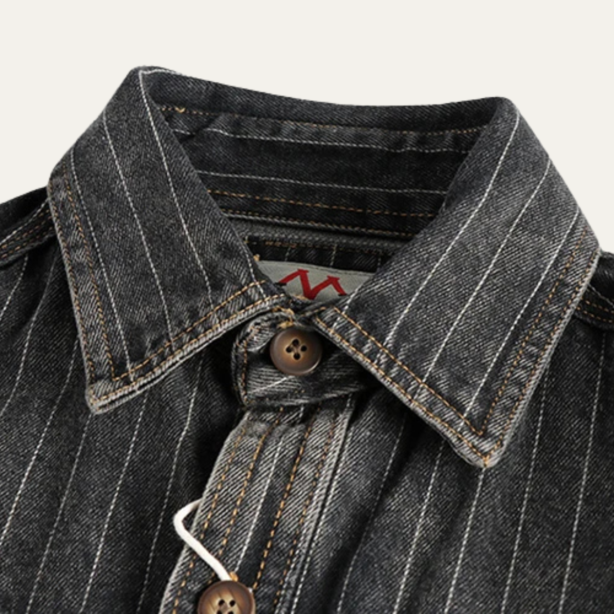 Max | Men's Vintage Pinstripe Denim Jacket Dark Gray