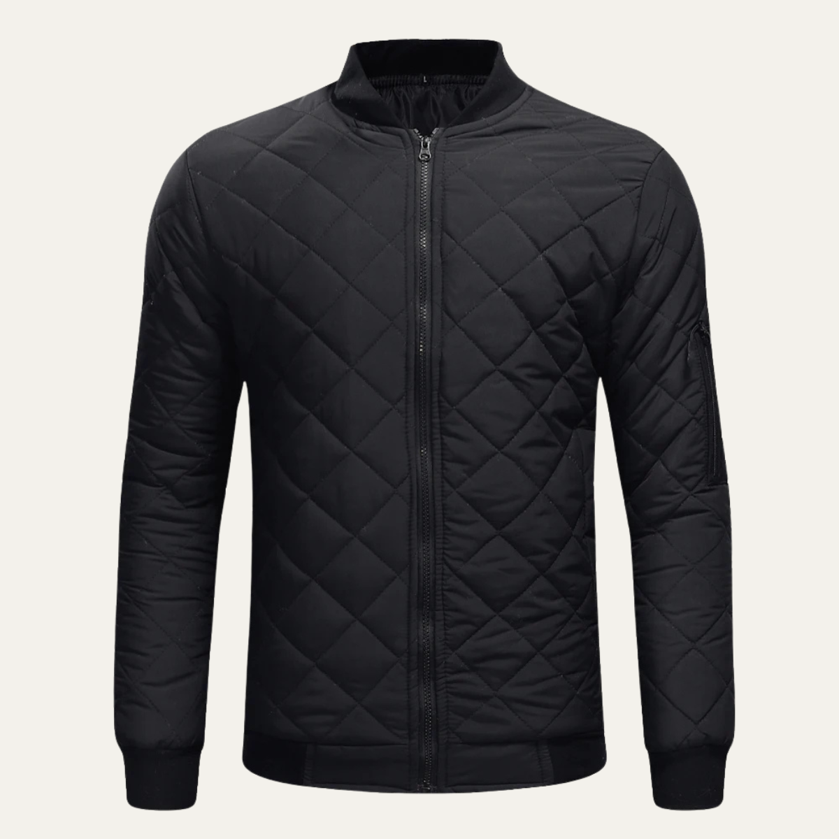 Axel | Men's Quilted Bomber Jacket Black Lightweight Zip Up