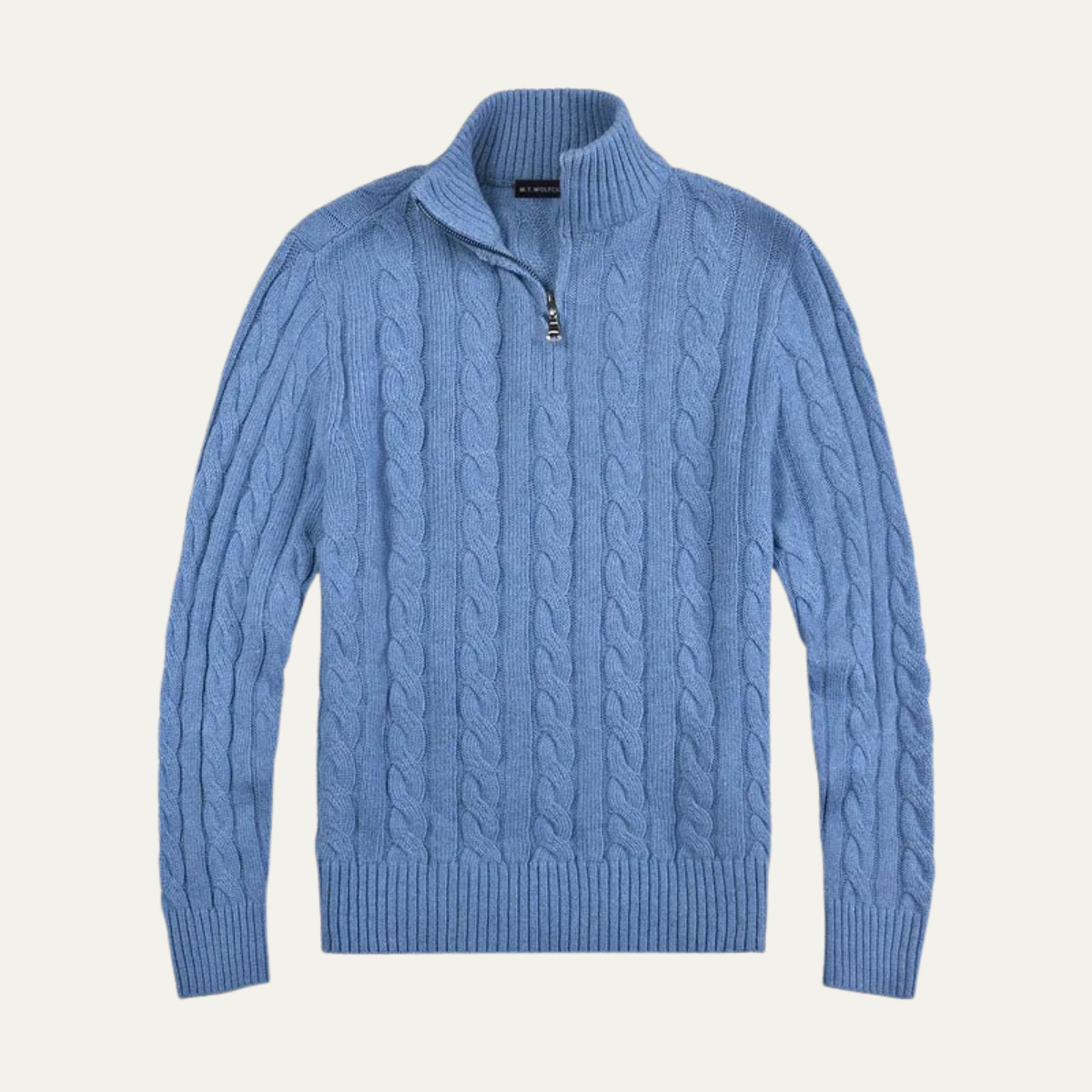 Bram | Men's Quarter Zip Cable Knit Sweater Cream