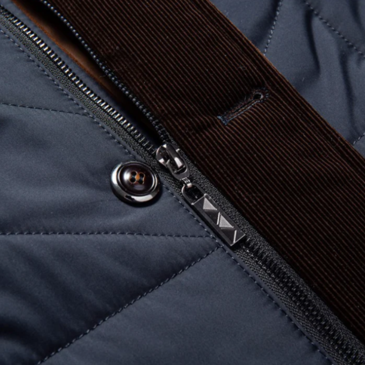 Bram | Men's Quilted Puffer Jacket Navy Velvet Collar