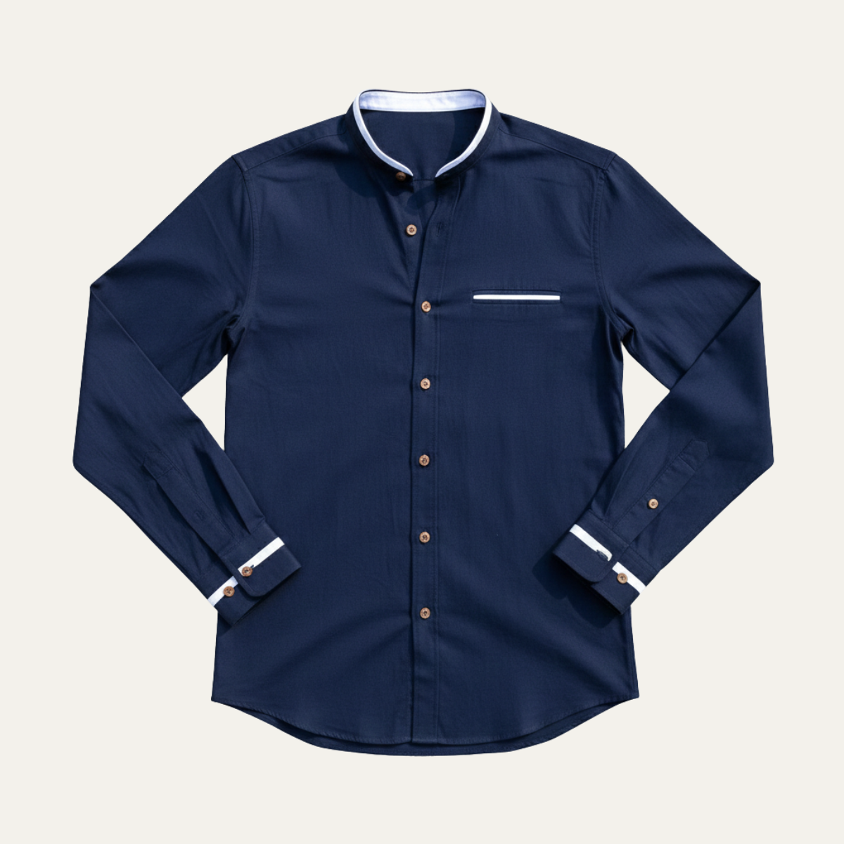 Tate | Men's Button Up Shirt Light Blue Mandarin Collar