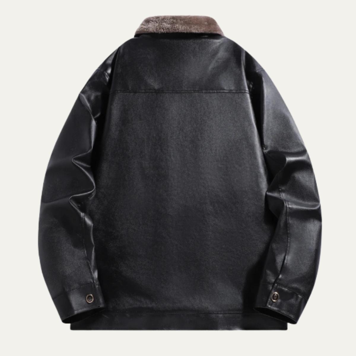 Vane | Men's Sherpa Lined Leather Jacket Black