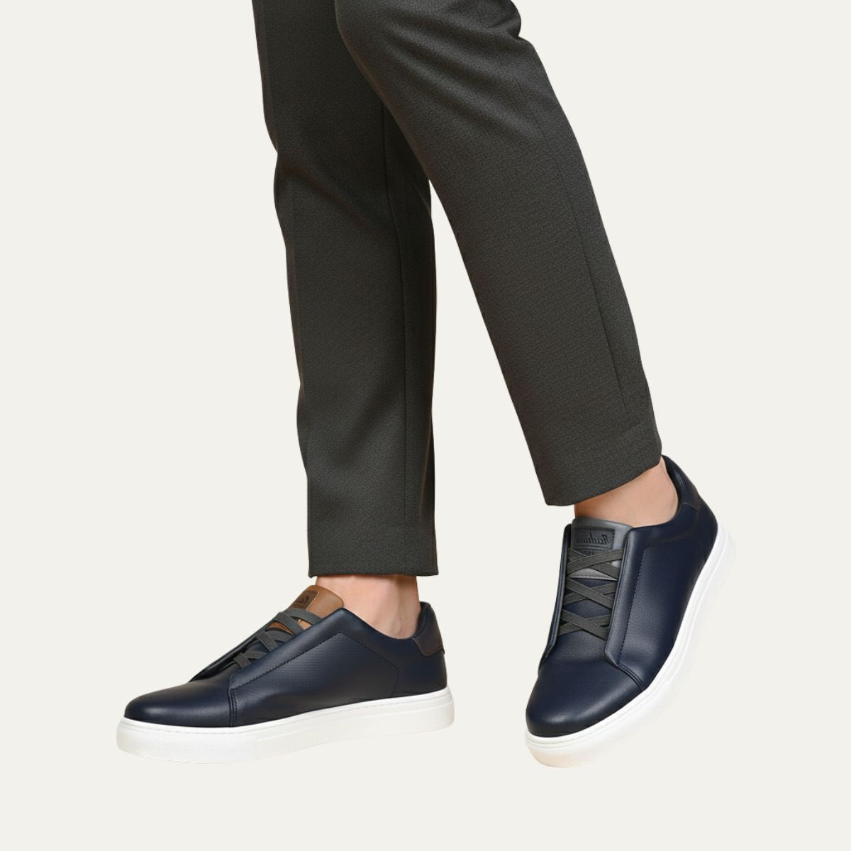Luca | Men's Leather Sneaker Navy White Sole
