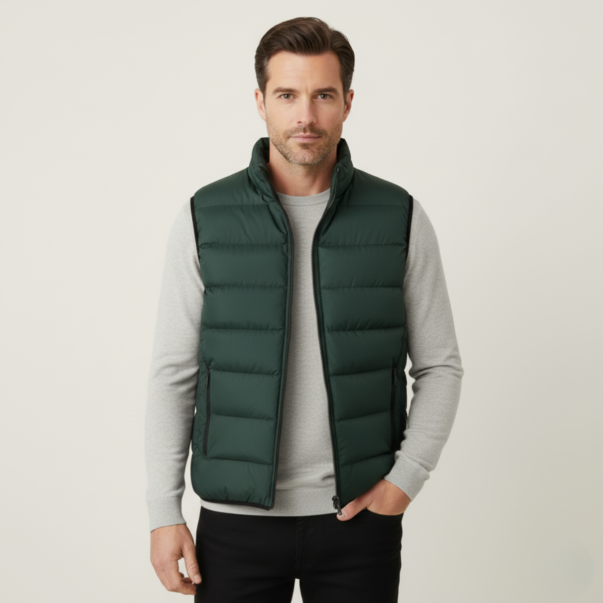 Axel | Men's Puffer Vest Navy Quilted Zip Pocket