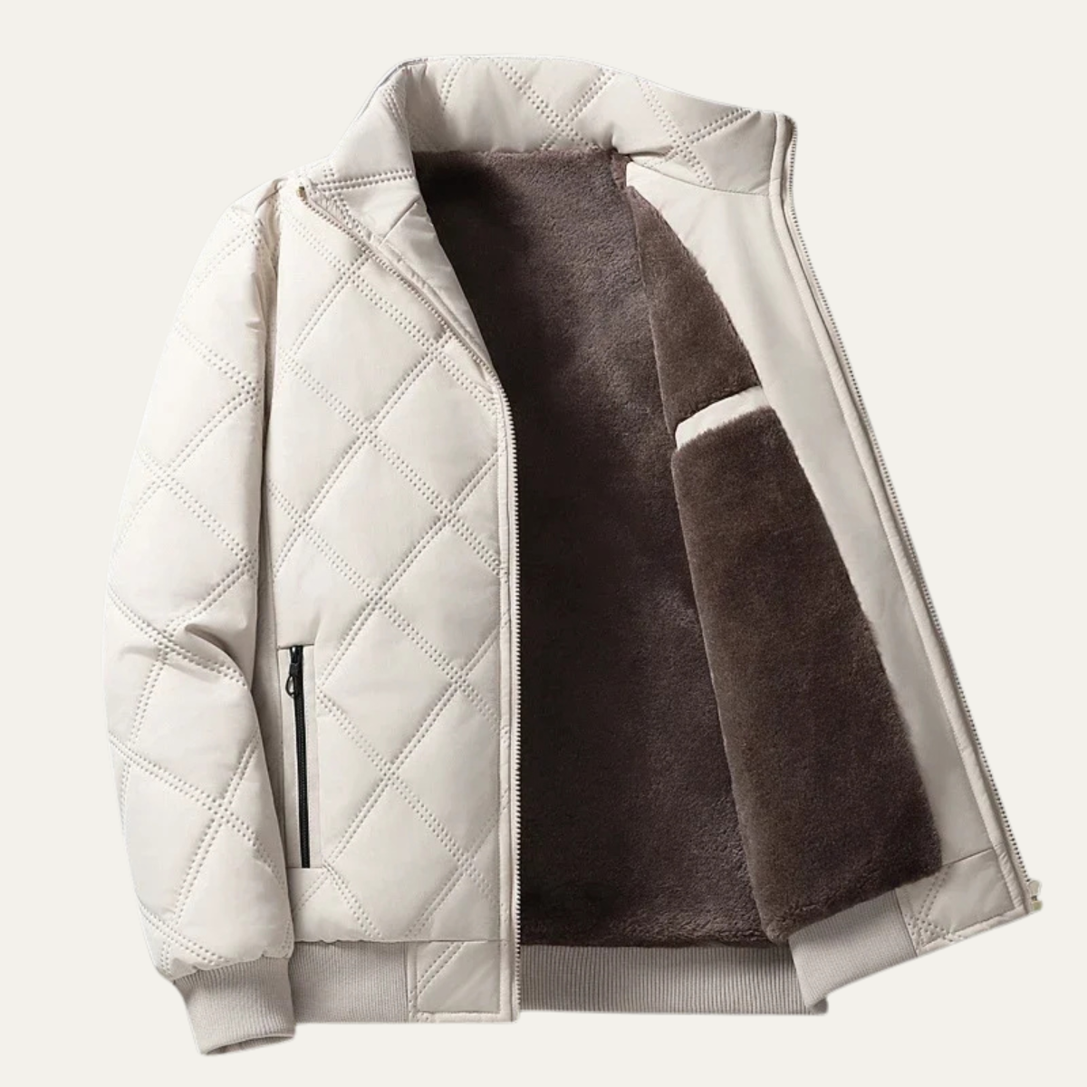 Ezra | Men's Quilted Puffer Jacket Black Sherpa Lined