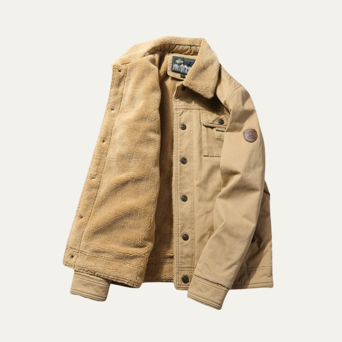 Axel | Men's Sherpa Lined Utility Jacket Beige