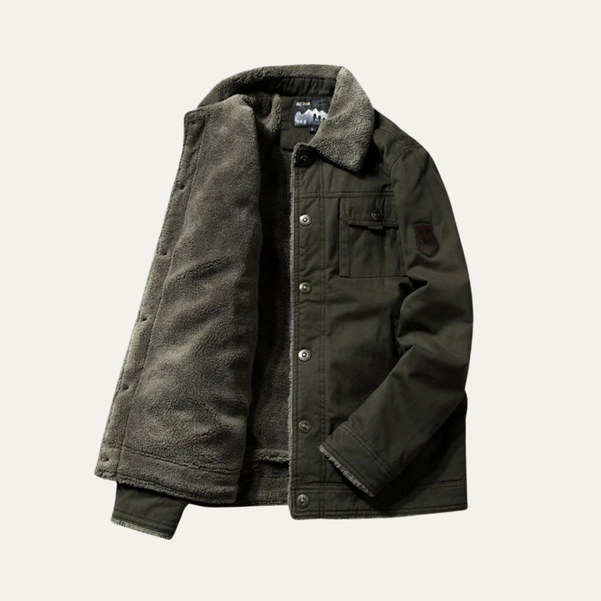 Axel | Men's Sherpa Lined Utility Jacket Beige