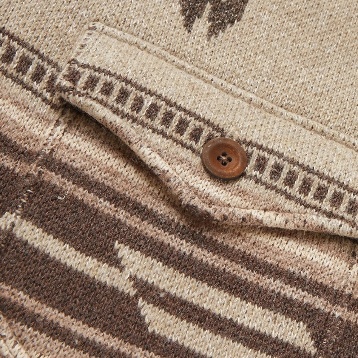 Nina | Men's Knit Cardigan Cream Shawl Collar Southwestern