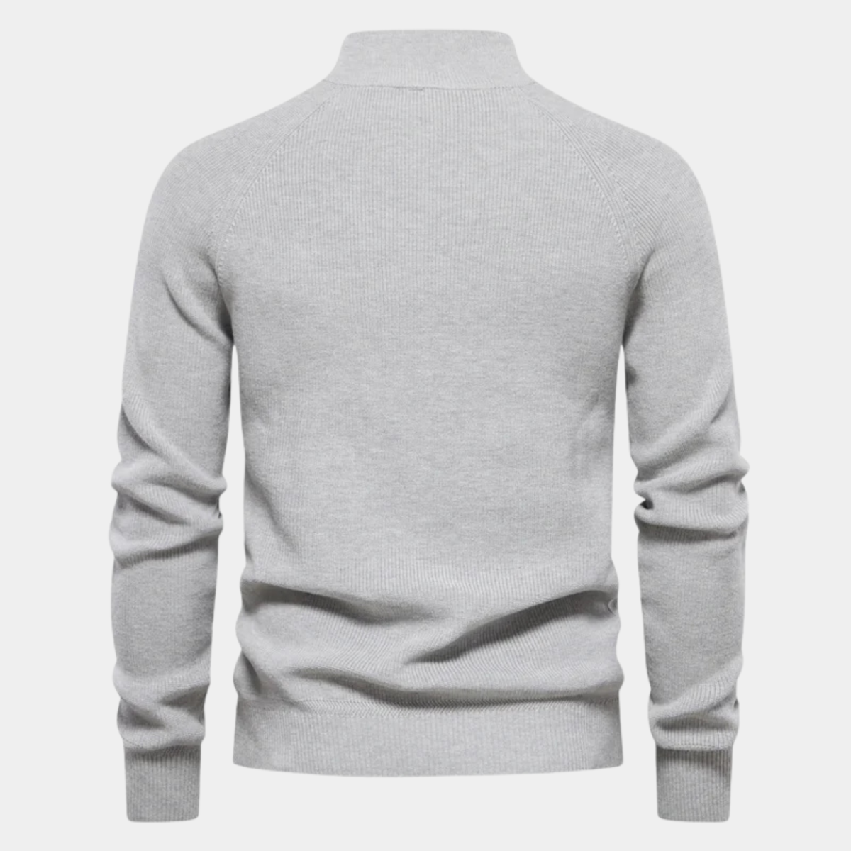 Callum | Men's Quarter Zip Sweater Gray Ribbed Knit