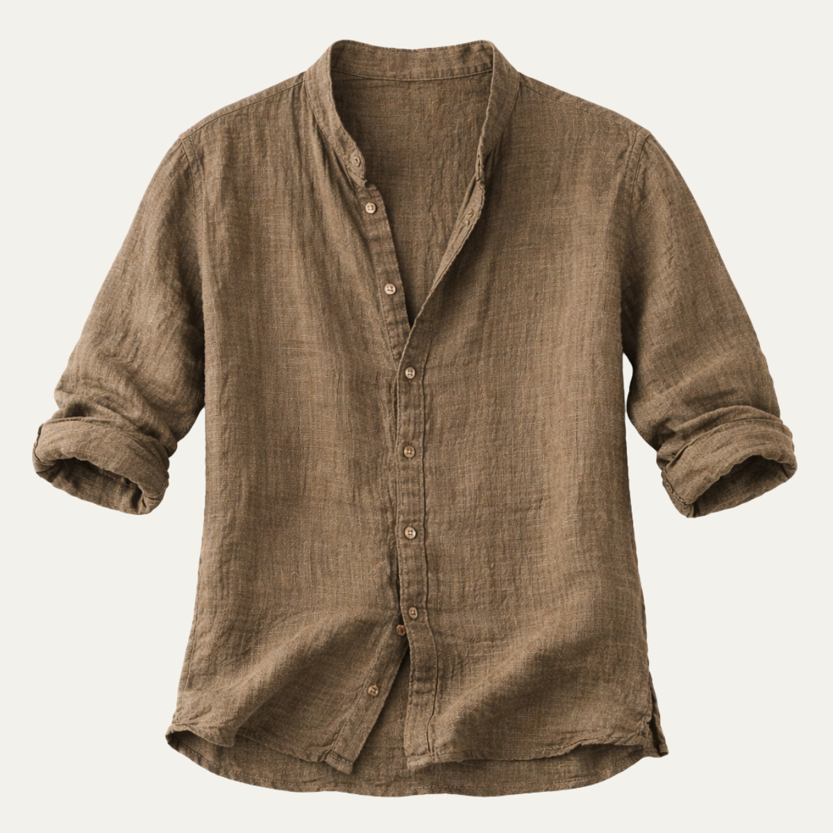 Nash | Men's Linen Shirt Taupe Long Sleeve Button Down