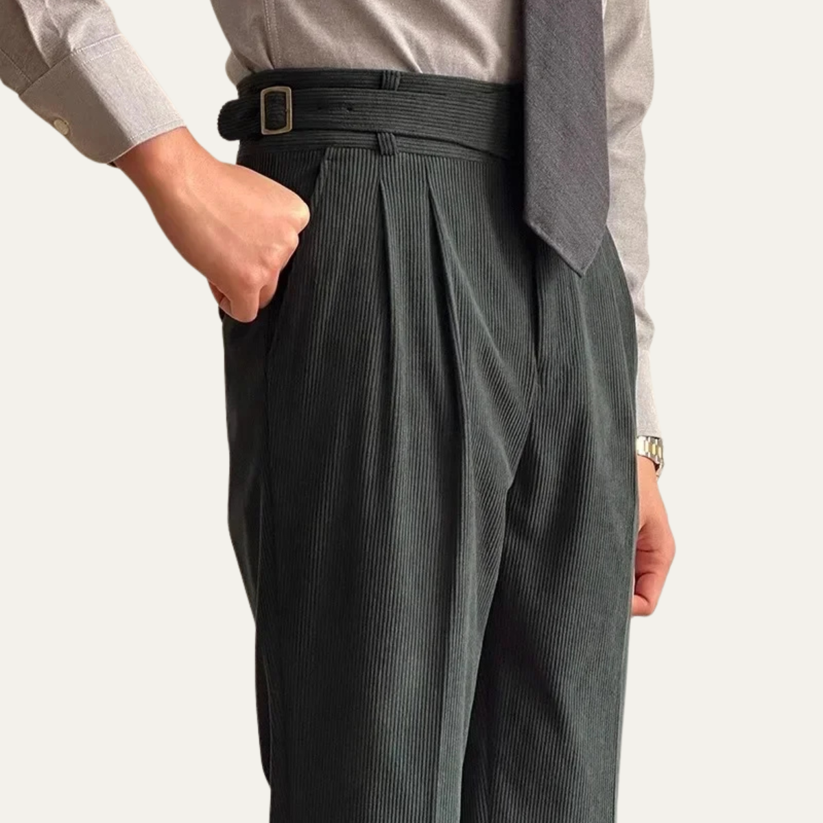 Beau | Men's Pleated Dress Pants Gray