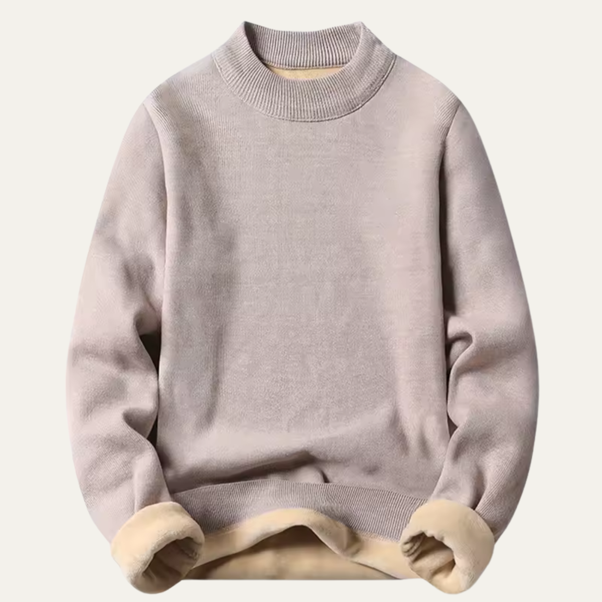 Voss | Men's Crew Neck Sweatshirt Brown Fleece Lined