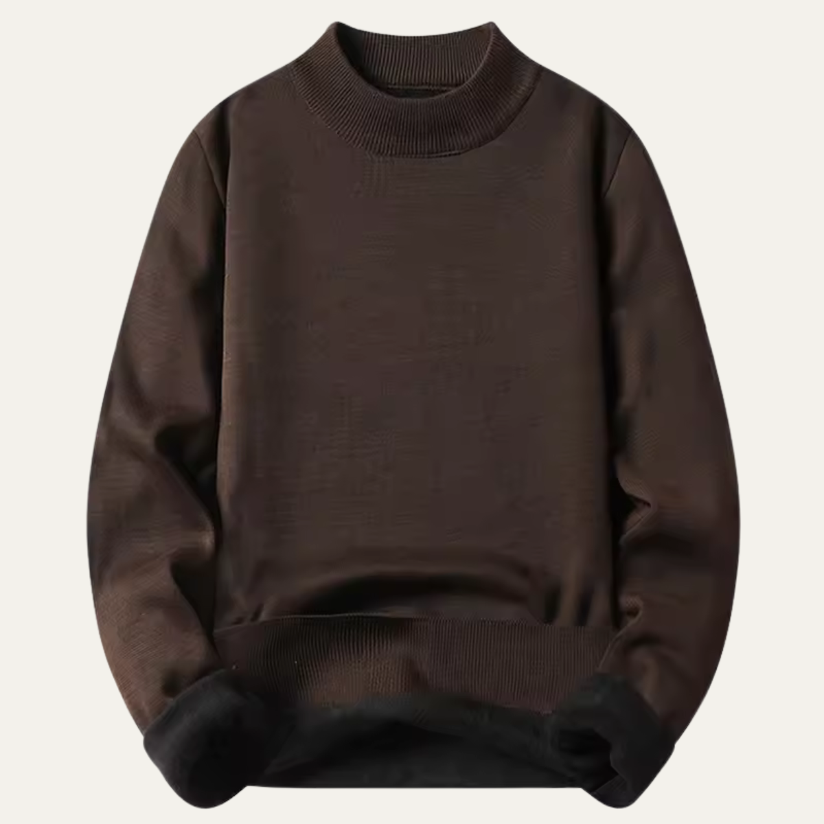 Voss | Men's Crew Neck Sweatshirt Brown Fleece Lined