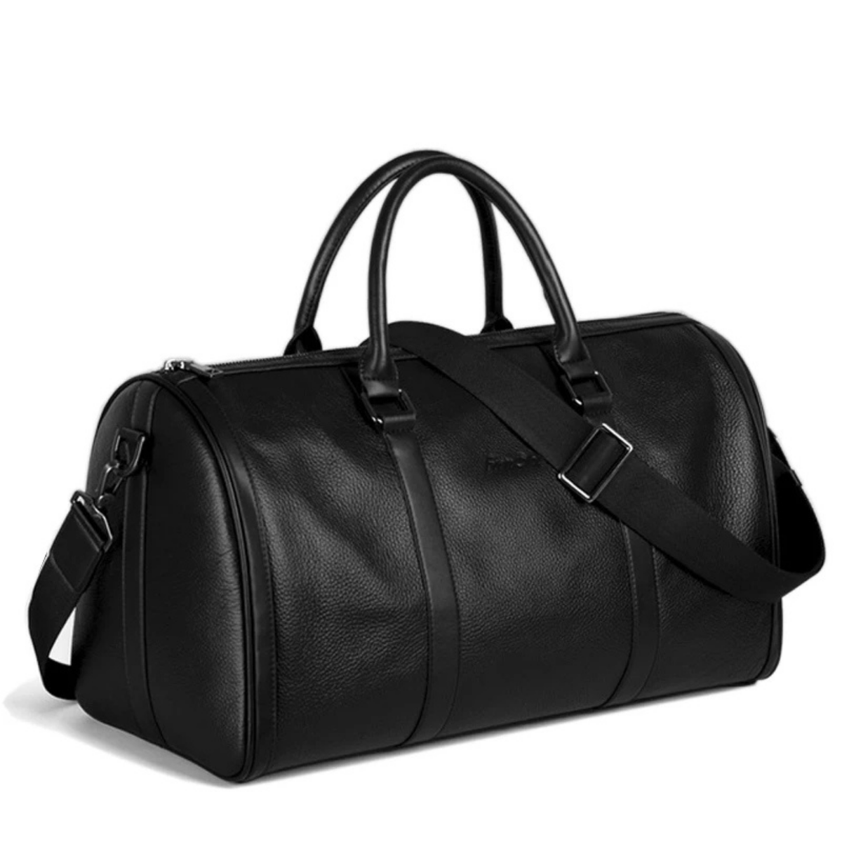 Dama Washington Mougins genuine leather travel duffle bag black - front view
