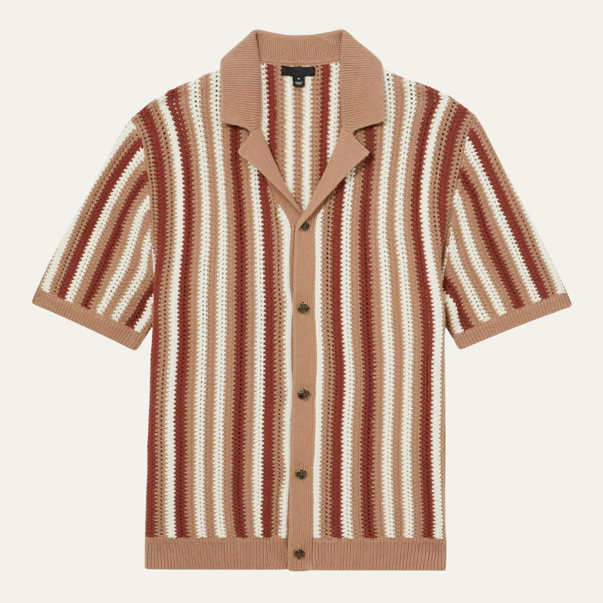 Ezra | Men's Striped Button Up Shirt Cream Red