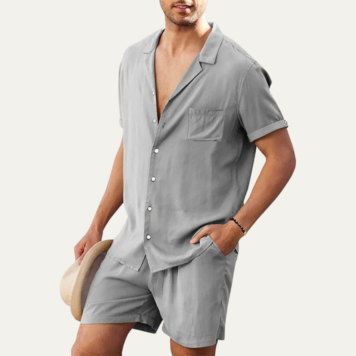 Ash | Men's Camp Collar Shirt Black Short Sleeve