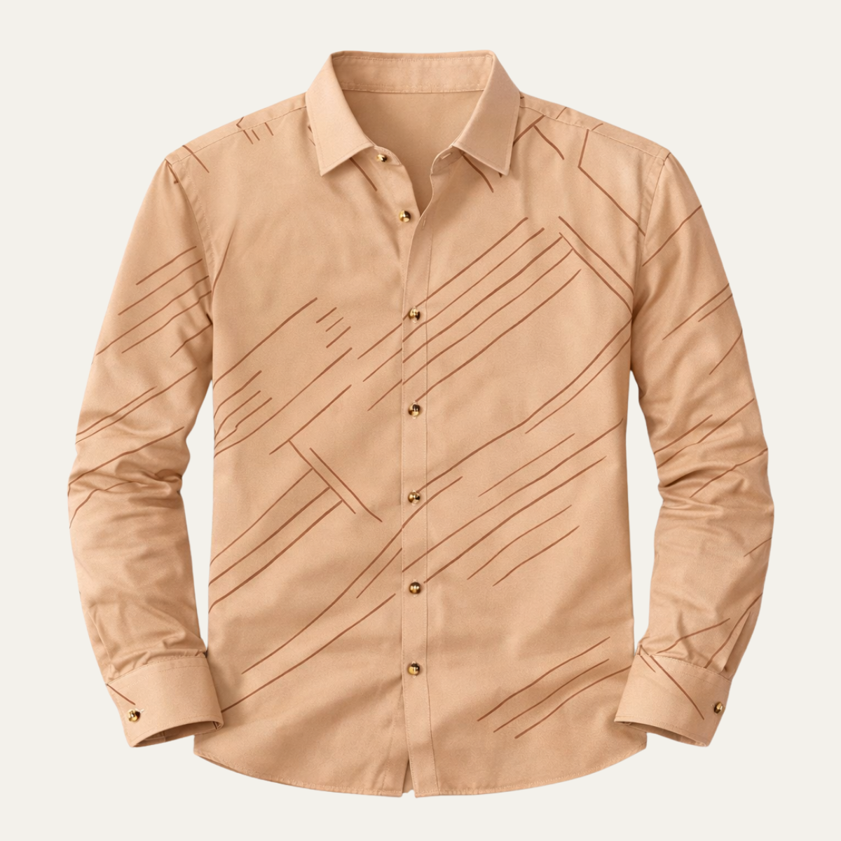 Axel | Men's Geometric Print Button Up Shirt Beige