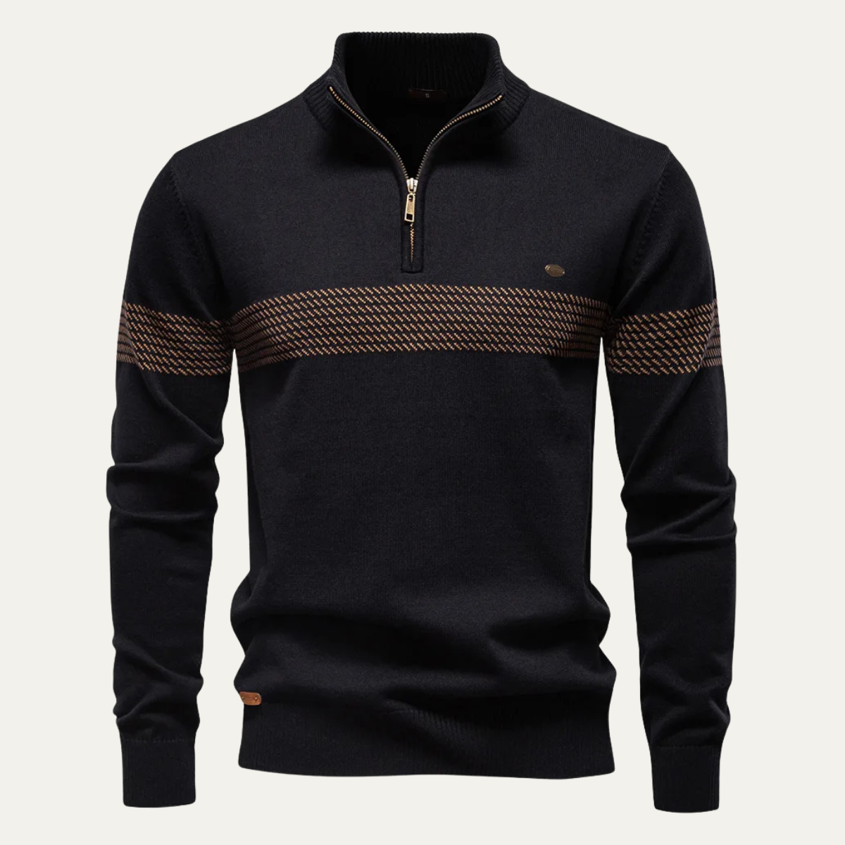 Ivo | Men's Casual Quarter Zip Sweater Navy Stripe