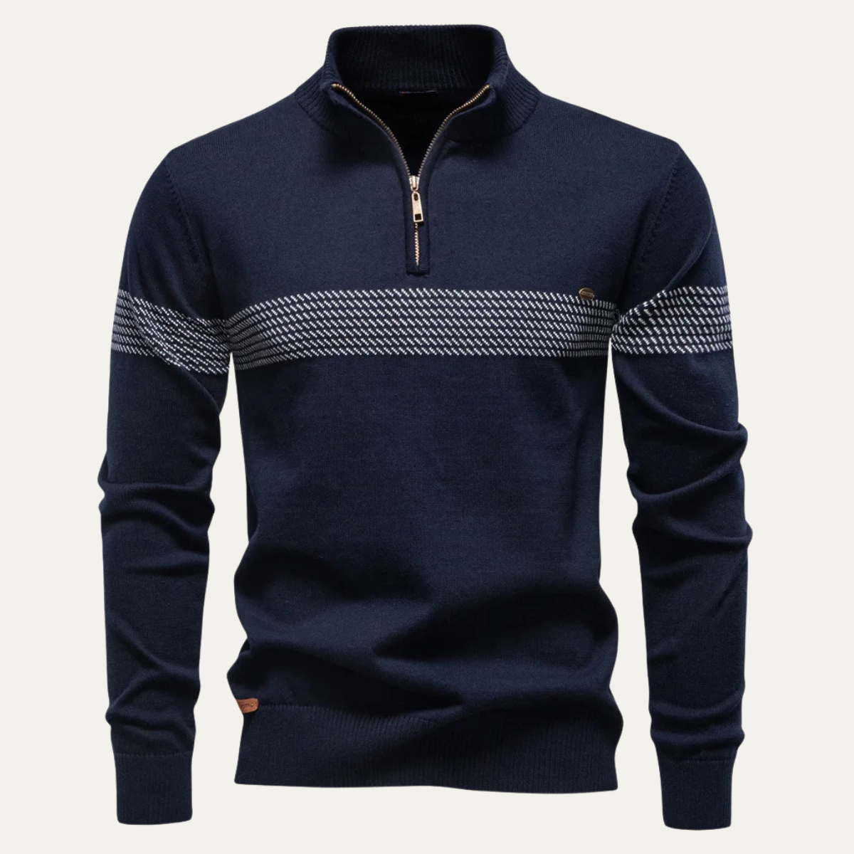 Ivo | Men's Casual Quarter Zip Sweater Navy Stripe