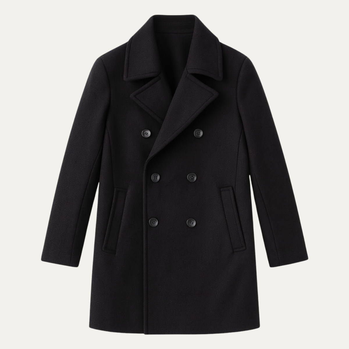 Brent | Men's Double Breasted Wool Pea Coat Black