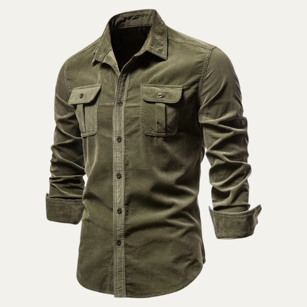 Kade | Men's Utility Denim Shirt Olive Long Sleeve