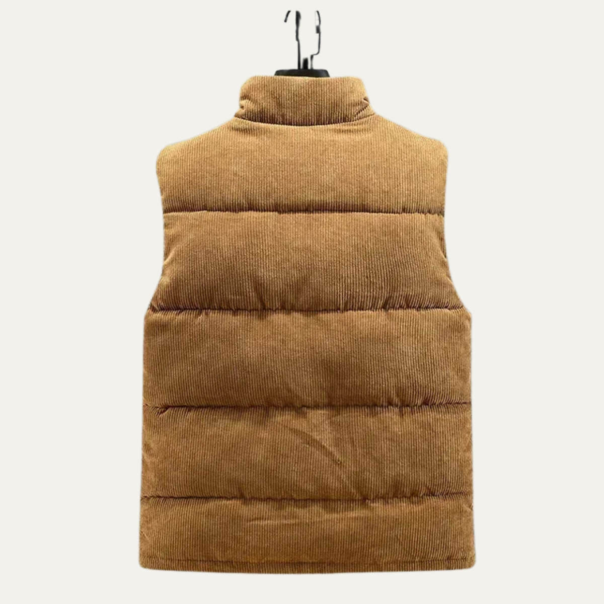 Freya | Men's Padded Puffer Vest Camel Cargo Pockets