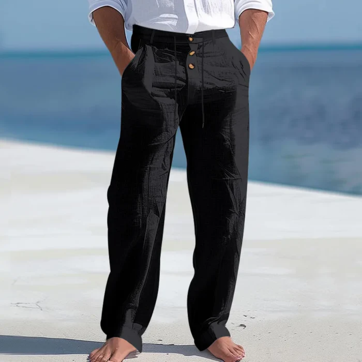 Axel | Men's Linen Pants White Lightweight Relaxed Fit