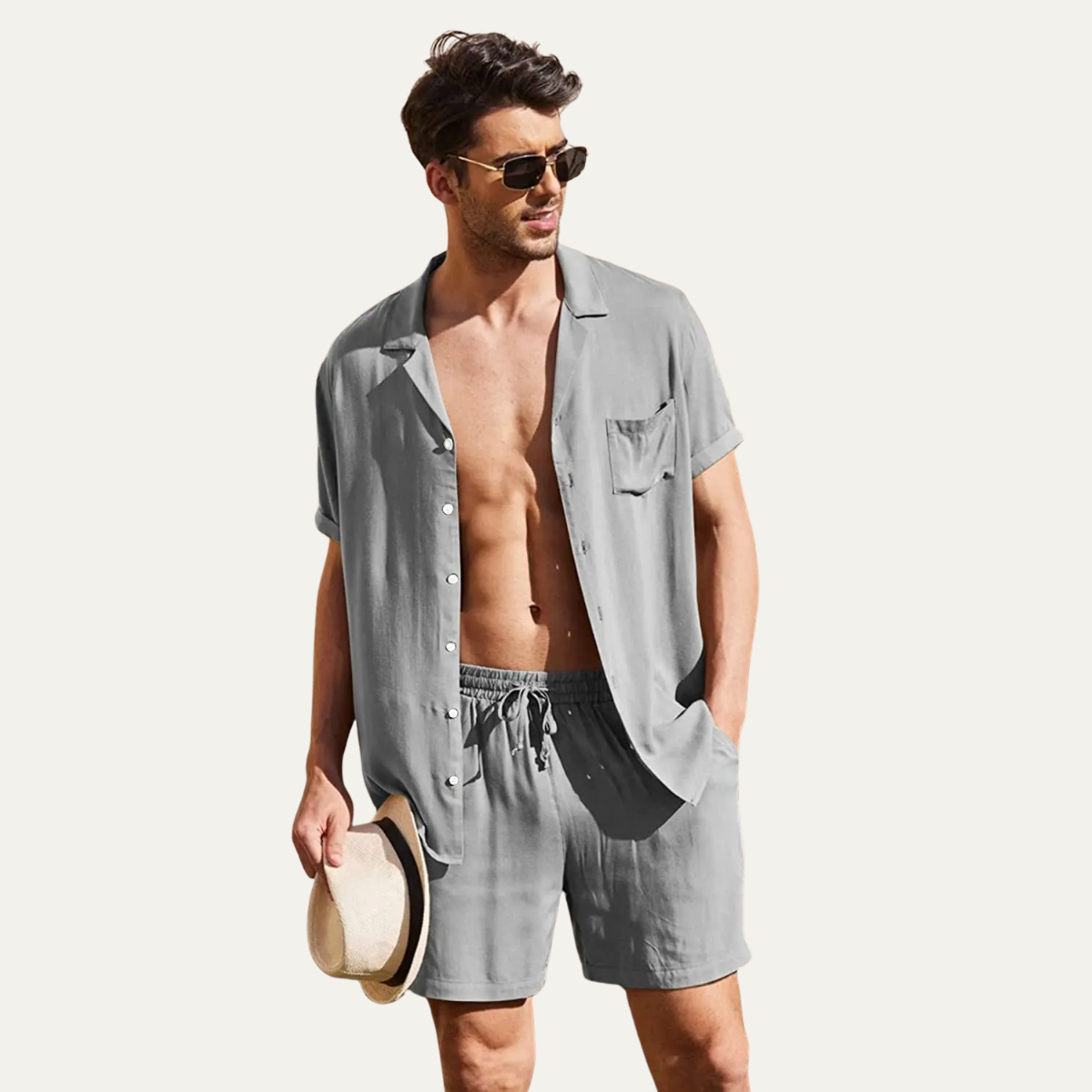 Ash | Men's Camp Collar Shirt Black Short Sleeve