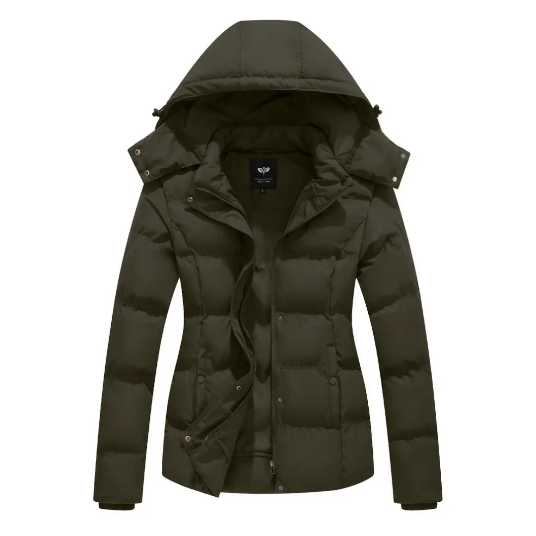 Nola | Women's Puffer Jacket Navy Hooded Winter Coat