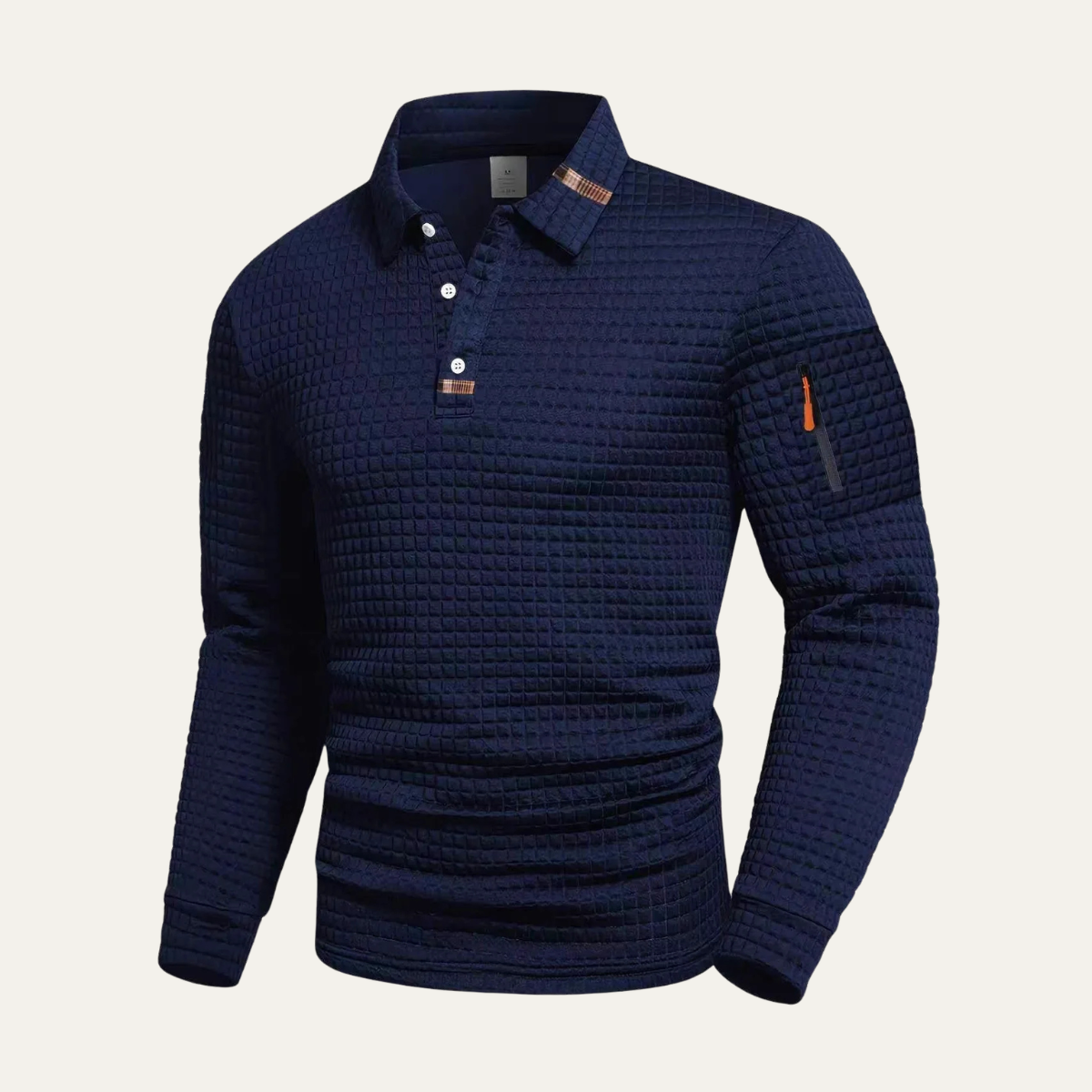 Wade | Men's Quilted Polo Shirt Gray Long Sleeve