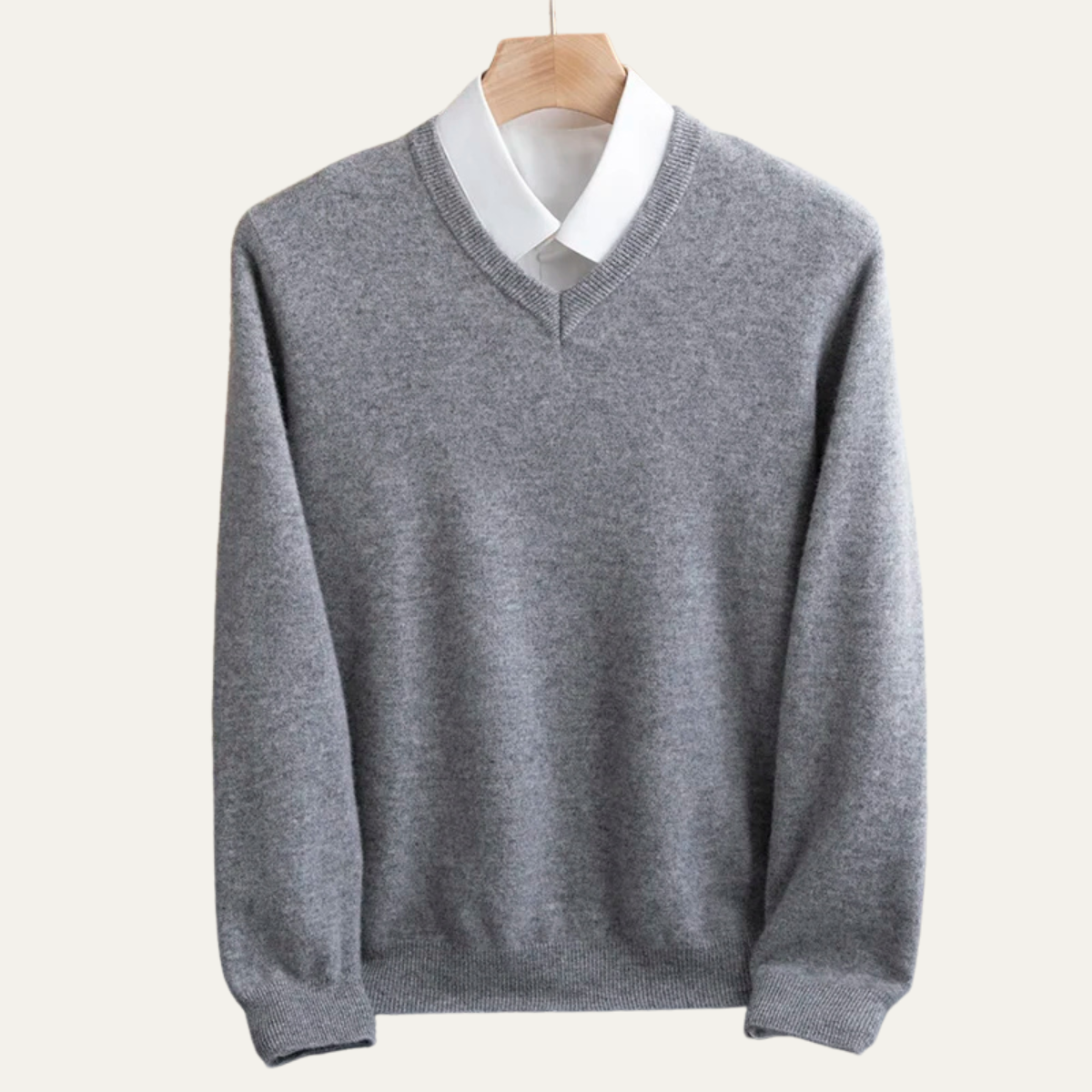 Hugo | Men's V Neck Sweater Gray Crew Neck Knit