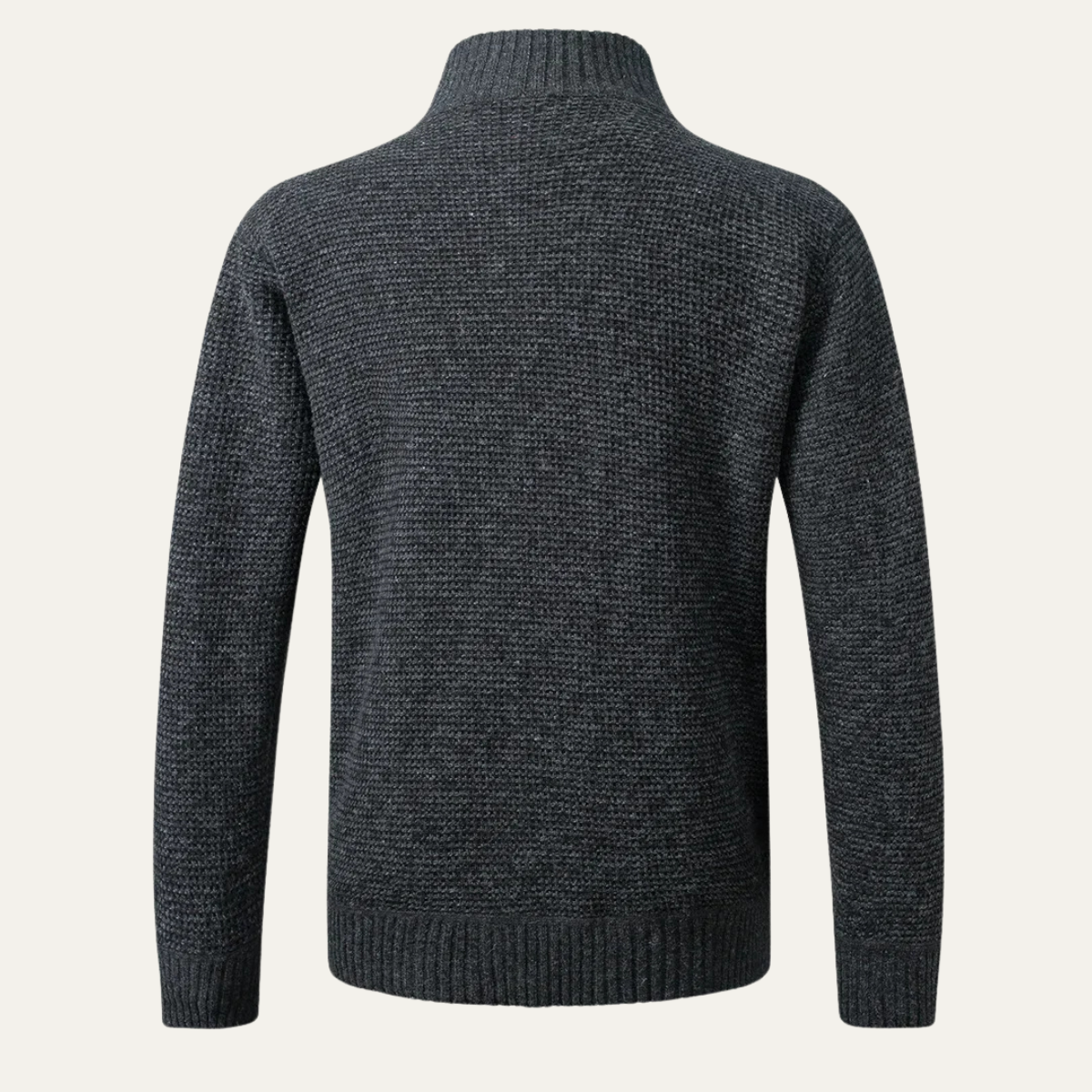 Voss | Men's Quilted Cardigan Sweater Charcoal Gray Stand Collar