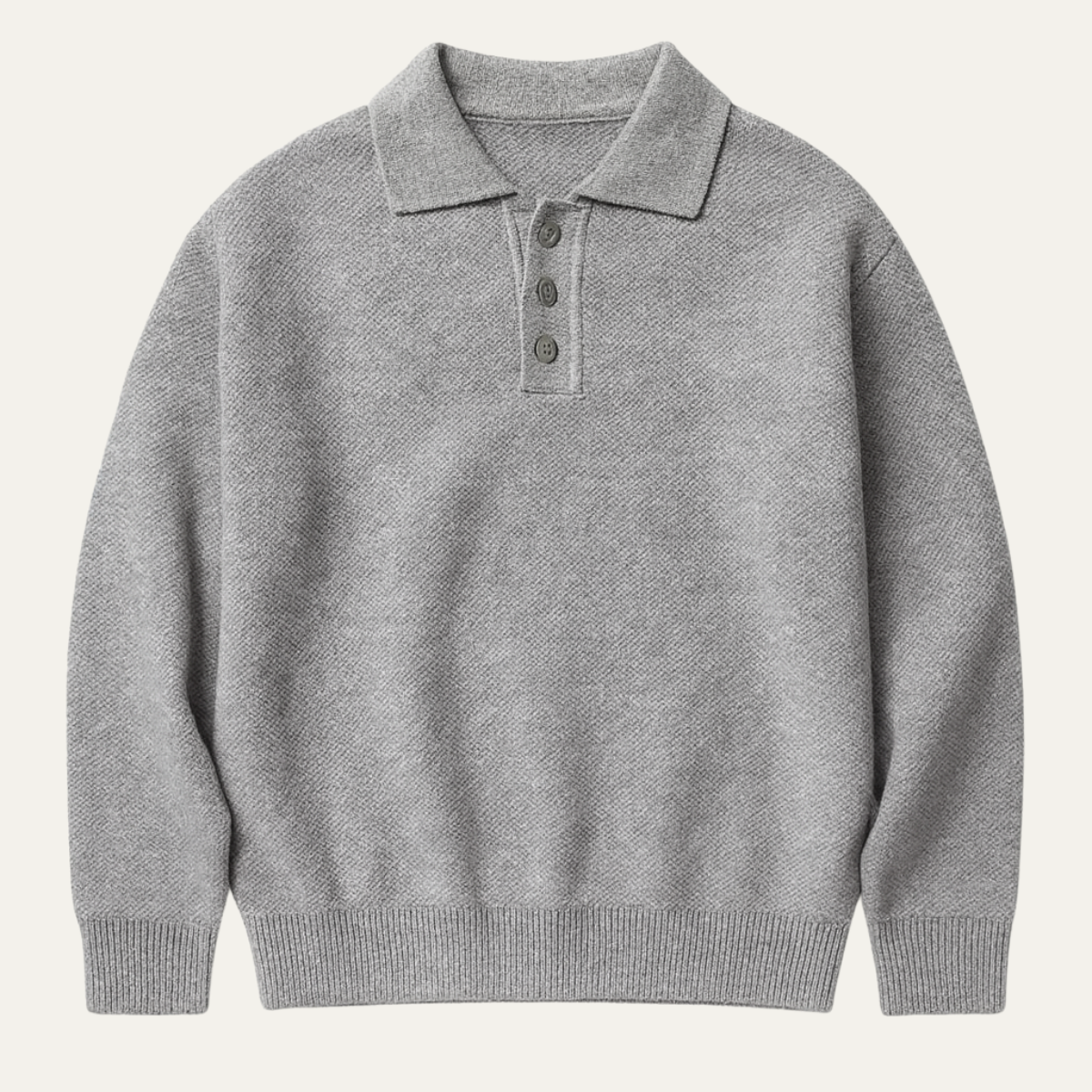 Bram | Men's Crew Neck Polo Sweater Gray
